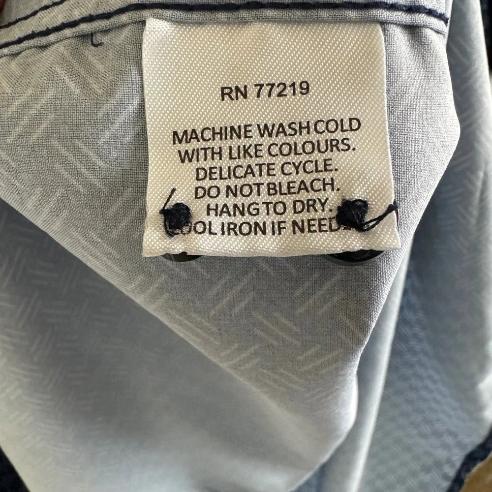 Michael Strahan Mens Modern Fit Short Sleeve Button Down Shirt Blue Geometric M - Picture 4 of 4